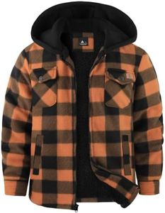 ZITY Boys Flannel Jacket Sherpa Lined Zip Up Hoodie Orange black 10-11 Year