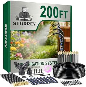 Starrey Drip Irrigation System, 2026-Upgrade 200Ft 1/4" Garden Watering System with 40 Pcs 360° Adjustable Copper Nozzles, DIY Kit for Garden, Lawn, Greenhouse, Raised Beds & Outdoor Plants