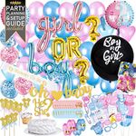 111 Pcs Baby Gender Reveal Decorations Kit | Boy or Girl Gender Reveal Party Supplies Includes Gender Reveal Balloon, Boy or Girl Banner, Pink and Blue Balloons | Baby Reveal Party Decoration Ideas