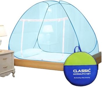 Classic Mosquito Net for Single Bed Foldable Machardani Polyester Strong 30GSM mesh, PVC Coated Steel Wire- Full Blue