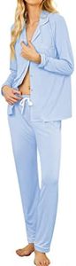 Ekouaer Pajama Set Women's Sleepwear Long Sleeve Sleep Shirt with Long Pants (Violet Ash,S)