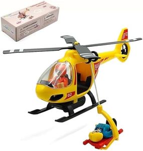 Wooden Train Cars Track Accessories Set Plane Toy with Light and Sound for Train Toys for 3-5-7 Boys Girls Years Old(Rescue Helicopter（with Light and Sound）)