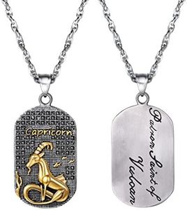 Zodiac Necklace,Capricorn,Constellation,Celestial,Astrology Jewelry,Dog Tag,Mens Necklaces Pendants Stainless Steel