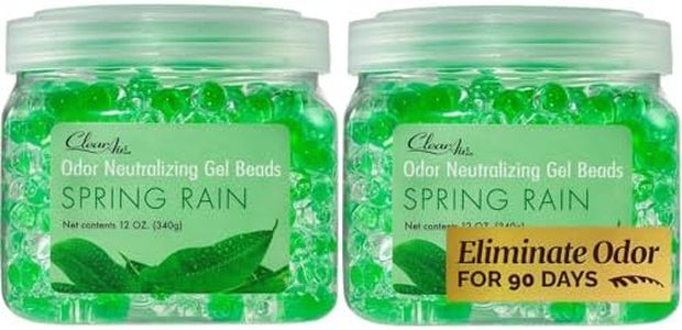 Clear Air Odor Eliminator Gel Beads - 12 oz, Pack of 2 - Air Freshener Made with Essential Oils - Eliminates Odors in Bathrooms, Cars, Boats, RVs & Pet Areas - Spring Rain Scent