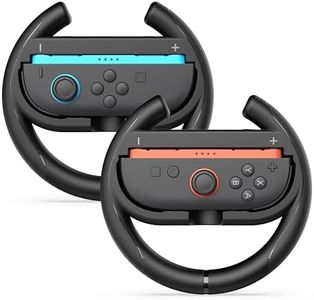 Syntech Steering Wheel for Nintendo Switch2 JoyCons 2025 (2 Pack, Black) – Switch Steering Wheel Accessories for JoyCon Mario Kart 8 Deluxe Racing Games, Anti-Slip Grip, Fast Install, Precise Control