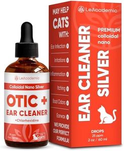LeAcademic Cat Ear Cleaner | Cat Ear Infection Treatment | OTIC+ Silver Cleaner and Chlorhexidine Wash | Great Solution for Kitties Otic Itching, Irritation & Wounds | 2 Oz