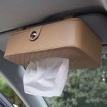 KolorFish Tissue Holder, Car Back Seat Headrest Hanging Tissue Holder with PU Leather, Multi-use Tissue Box Holder for Car Decoration (Beige)