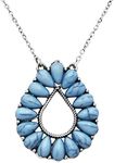 Rosemarie & Jubalee Women's Western Style Natural Semi Precious Howlite Stone Teardrop Pendant Necklace, 17"-20" with 3" Extender