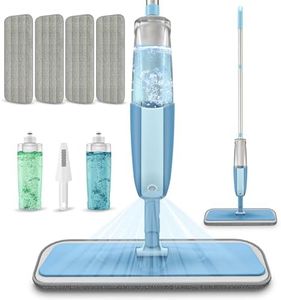 Microfibre Spray Mops for Floor Cleaning- MEXERRIS Cleaning Mop With 4 Microfiber washable Pads & 2 Bottle Replacement Wet Dust Laminate Wood Vinyl Ceramic Cleaning, Blue