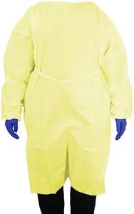 HCS Bulk X-Large Isolation Gowns - SMS, AAMI Level 2 - Elastic Cuffs, Neck Tape & Waist Tie - PPE Disposable Gowns Medical, Yellow (50/Case)