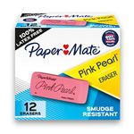 Paper Mate Pink Pearl Erasers, Large, 12 Count