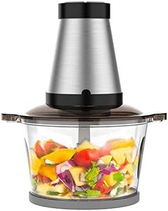 Electric Food Processor & Vegetable Chopper, High Capacity Blender Grinder for Meat, Onion, Powerful 400W Motor & 4 Detachable Dual Layer Stainless Steel Blades, BPA-Free 2L Glass Bowl