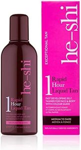 He-Shi Rapid 1 Hour Liquid Tan - Instant Self Tan - 1 Hour Express Fake Tan Lotion - Quick Dry Formula, Natural Ingredients - Vegan & Cruelty Free - Self Tan Lotion for Body & Face (150ml)