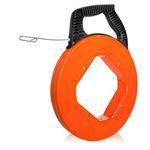 FITHOIST Fish Tape, 250-foot, 1/8-inch Heavy-Duty Steel Wire Puller with Reinforced Handle, Flexible Cable Pulling Tool for Electrical Conduit & Walls