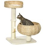 PawHut 72cm Cat Tree for Indoor Cats with 2 Beds, Kitten Tower with Scratching Post, Toy Ball - Beige