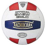 Tachikara SV5W Gold Competition Premium Leather Volleyball, Scarlet/White/Navy