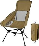 MARCHWAY Lightweight Folding High Back Camping Chair with Head Support, Stable Portable Compact for Outdoor Camp, Travel, Beach, Picnic, Festival, Hiking, Backpacking (Khaki)