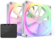 NZXT F140 RGB Fans - RF-R14DF-W1 - Advanced RGB Lighting Customization - Whisper Quiet Cooling - Twin (RGB Fan & Controller Included) - 140mm Fan - White