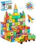 E-SMARTER Magnetic Tiles 116p, Magnetic Building Blocks for Kids with Exquisite Packaging, Educational Kids Learning Construction Toys with 2 Car Wheel Blocks, Age 3+ Boys Girls Kids