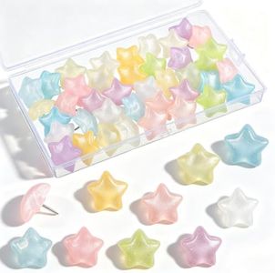 40 PCS Star-Shaped Decorative Thumb Tacks Cute Push Pins for Bulletin Board for Wall Cork Board Bulletin Boards with Storage Box