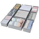 DIMJ Set of 12 Drawer Organizers Clothes Organizer Dresser Organizers Wardrobe Organizers and Storage Underwear Organizer Closet Organizers and Storage for Clothes (Light Grey)
