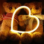 Love Heart Neon Sign Light,LED Neon Lamp with Warm Yellow Light Color Powered by USB Cable Sign Neon Night Light for Room Wall Hanging Decor Christmas Wedding Birthday Gifts for Boys Girls Kids