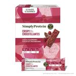 Simply Protein - Cocoa Raspberry Crispy Bars - Plant Based Protein Bars - Low Carb, Low Sugar, High Fibre - 12g Protein, 2g Sugar, 7g Fibre - Vegan, Gluten Free, Non GMO, Kosher - 12 Bars