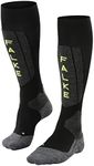 FALKE Men's SK5 Ski Socks, Silk, Knee High, Ultra Light Cushion, Breathable Quick Dry, Winter Athletic Sock, Black (Black-Lightning 3171), 12.5-13.5, 1 Pair