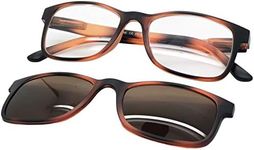 MagniClip Reading Glasses with Polarized Magnetic Clip On Sun Lenses Matt Brown (+1.25)