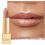 OULAC Metallic Shine Glitter Lipstick, Nude High Impact Lipcolor, Lightweight Soft and Ultra Hydrating, Long Lasting, Vegan & Cruelty-Free, Full-Coverage Lip Color 4.3 g/0.15 Sahara Gold(10)