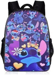 Funmo Stitch Zaino Bambini Stitch Zainetto Scuola Elementar Stitch Zaino Scuola, Tracolla Regolabile Zaini Per Scuola Sport Viaggi Traspirante,3D Stampato Cartone Animato Zainetti