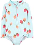 Simple Joys by Carter's Girls' 1-Piece Zip Rashguard, Blue Strawberries, 5T