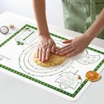 DANIA & DEAN Silicone Baking Mat - Upgrade Spring Plant Theme 26x16 Inch Extra Thick Pastry Mat with Measurements, Non-Slip and Reusable, Kneading Dough Mat for Kitchen Counter, Bread, Cookies, Pizza