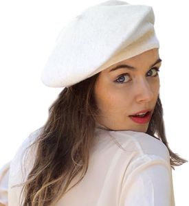 Yanmucy French Beret - Vintage Beret Hats for Women & Men, Solid Color, Classic, Winter Warm Cap (White)