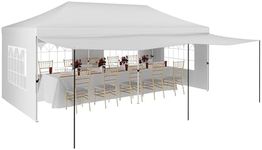 GarveeLife 10x20 Pop Up Canopy Tent with Awning, 10x20 Tents with 5 Removable Sidewalls, Commercial Heavy Duty Canopy Tents for Parties with Roller Bag, Upgraded Thickened Legs, 6 Sand Bags, White