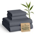 BAMPURE 100% Organic Bamboo Sheets Queen Set 4PC - Ultra Soft & Breathable Cooling Sheets for Hot Sleepers - Hotel Luxury Queen Sheets - Deep Pocket Queen Bed Sheets - Draps Queen (Charcoal)