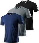 Boyzn Men's 3 Pack Running Workout Shirts Short Sleeve T-Shirt Dry Fit Moisture Wicking Gym Athletic Shirts for Men Black/Navy/Dark Grey-3P04-M