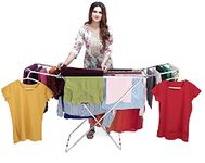 LiMETRO STEEL Stainless Steel Clothes Drying Stand Foldable Cloth Racks for Drying Clothes (Bed)