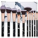 Makeup Brushes, 10pcs Professional Marble Makeup Brush Set, Premium Synthetic Kabuki Foundation Brush Makeup Sets for Eyeshadow Eyebrow Foundation Brush Concealer, Make Up Brush Set with Cosmetic Bag