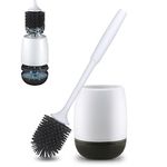 MEKEET Silicone Toilet Brush and Holder, Bathroom Toilet Brush Holder Set,Upgrade Silicone Toilet Cleaning Brush Kit with Quick Drying Holder Set (Upgrade Toilet Brush)