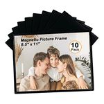 Mingting 10 PCS Magnetic Picture Frame, Holds 8.5x11 Inches Pictures, Reusable Black Magnet Fridge Photo Sleeves with for Refrigerator, Locker,Office Cabinet