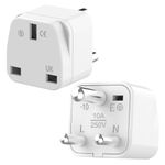 Loydia UK to India Plug Adapter, 2x Grounded UK to 3 Pin Indian Travel Adapter, UK to India Travel Adapter - UK to Indian Plug Adaptor (Type G to Type D) for India, Dominica, Nepal, Nigeria, Sri Lanka