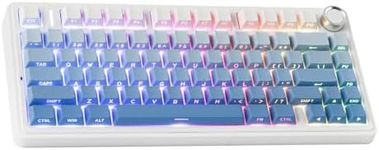 EPOMAKER x Aula F75 Gasket Mechanical Keyboard, 75% Wireless Hot Swappable Gaming Keyboard with Five-Layer Padding&Knob, Bluetooth/2.4GHz/USB-C, RGB (Blue Gradient, LEOBOG Reaper Switch)