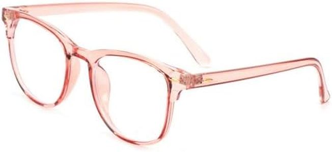 VANANA Blue Light Blocking Gaming Glasses Spectacles Anti Eyestrain Glasses Eyewear Retro Vision Care Anti Glare for PC Laptop Gamer Computer Reading (Transparent Pink)