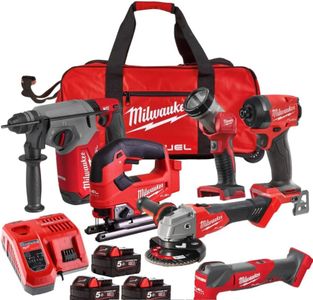 Milwaukee M18FPP6L3-503B 18V Cordless Brushless 6 Piece Tool Kit with 3 x 5.0Ah Batteries, Charger & Bag