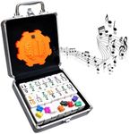 Yinlo Mexican Train Dominoes Set with Sound Effects, Mexican Train Dominoes Game for Travel, 91 Tiles Number Double12 Colored Dominoes Game Set with Aluminum Case, Orange