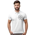 Customized Printed Cotton Unisex Regular Fit Half Sleeves Collar Polo T-Shirt for Men and Women Boys Girls Personalized with Photo, Text, Logo, Print - White (X-Large)