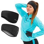 Winter Ear Warmers Headband Women and Men- Full Cover Hygge Ear Muffs Stretchy Sports Headband Fitness Earmuff for Outdoor Sports Black+Gray Colour 2