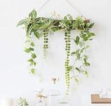 Artificial Hanging Plants with Wood Board, Greeny Chain, Indoor Outdoor Home Room Garden Decor Wall Decor Green, Easy to Clean and Fresh Color with Stylish Unique Design, Best Gift