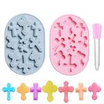 OURASHERO 2pcs Cross Shape Cake Fondant Mold, Baptism Cake Decorations Cupcake Topper Decoration Silicone Polymer Clay Candy Chocolate Gum Paste Mold for Baptism Party Supplies Baby Shower